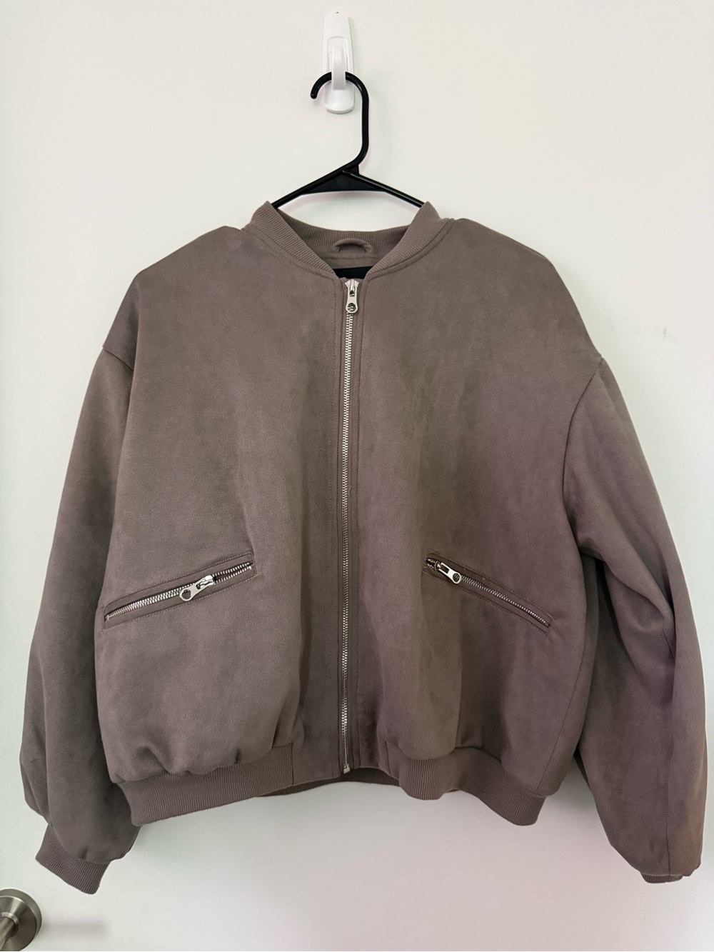 TRUTH gray Suede-Look Bomber Jacket